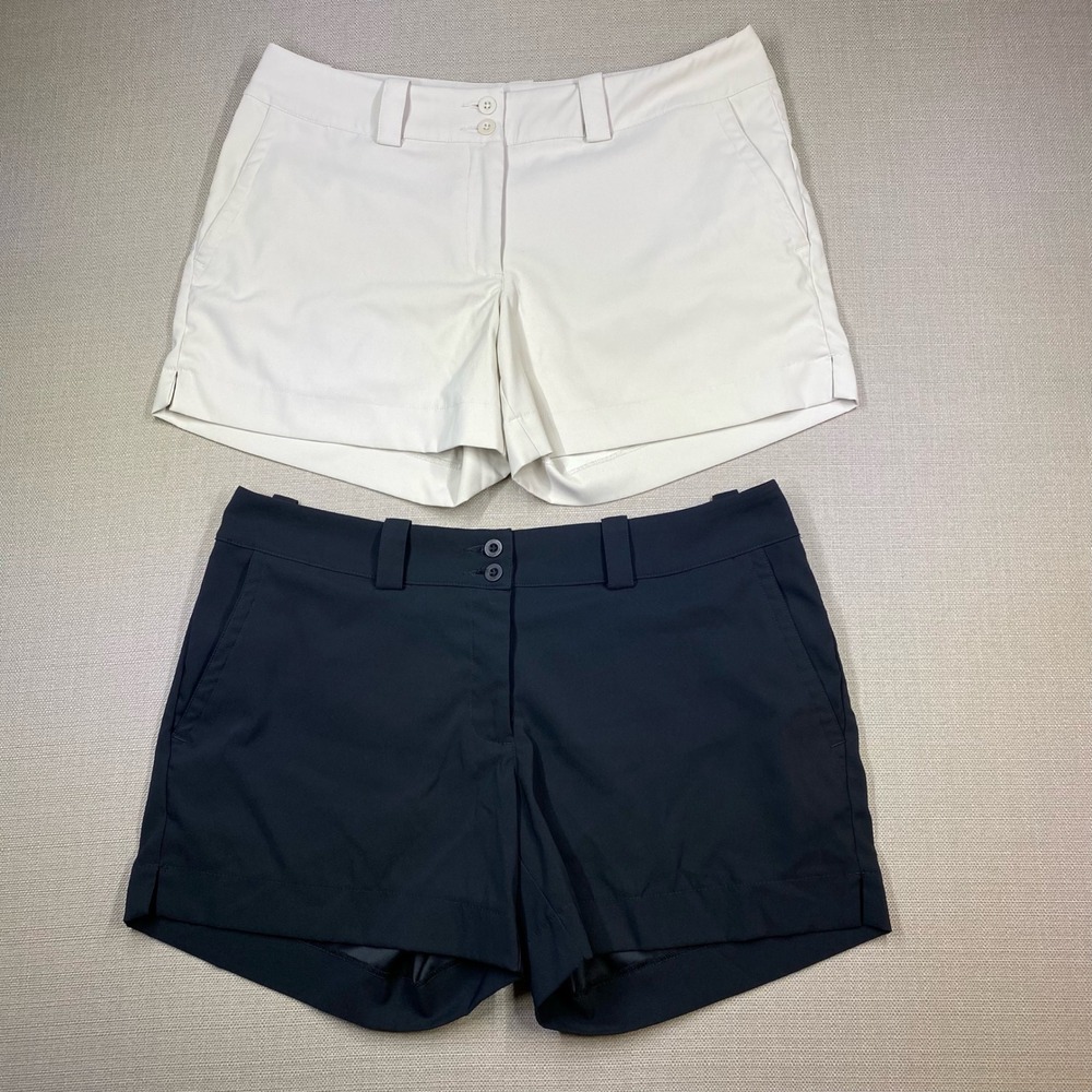 BUNDLE Nike Womens Golf Dri-FIT Performance Tour Shorts Black White Size 10
